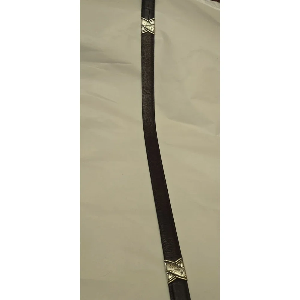 Brighton Reversible Western Belt Black Tan‎ Croc Leather Silver Buckle Size M 32